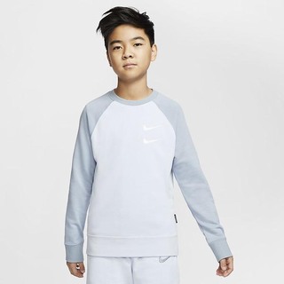 Hanorace Nike Sportswear Swoosh French Terry Crew Baieti Gri Obsidienne Albi | ZQAK-19037